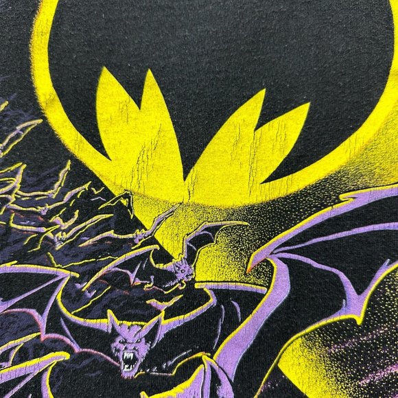Vintage Batman 1988 Bat Signal Single Stitch Tee Unisex XL Black Royal First Cla - Picture 4 of 8